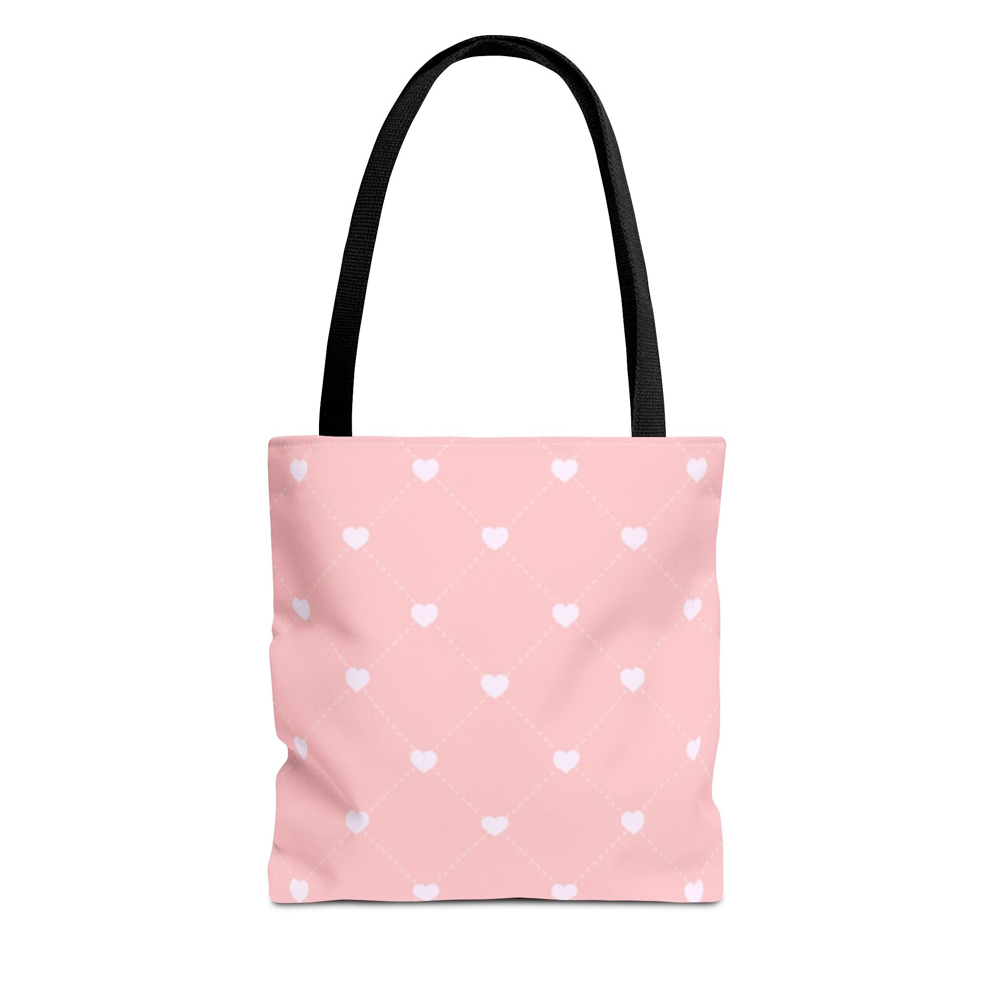 Pink Heart Pattern Tote Bag — Cute Pink AOP Shopper for Everyday Use