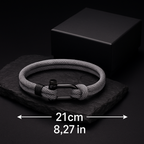 Gray Rope Bracelet – Men’s Nautical Bracelet with Black Stainless Steel Clasp-1