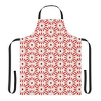 Red Floral Geometric Apron — Casual Kitchen Cooking & Baking Apron