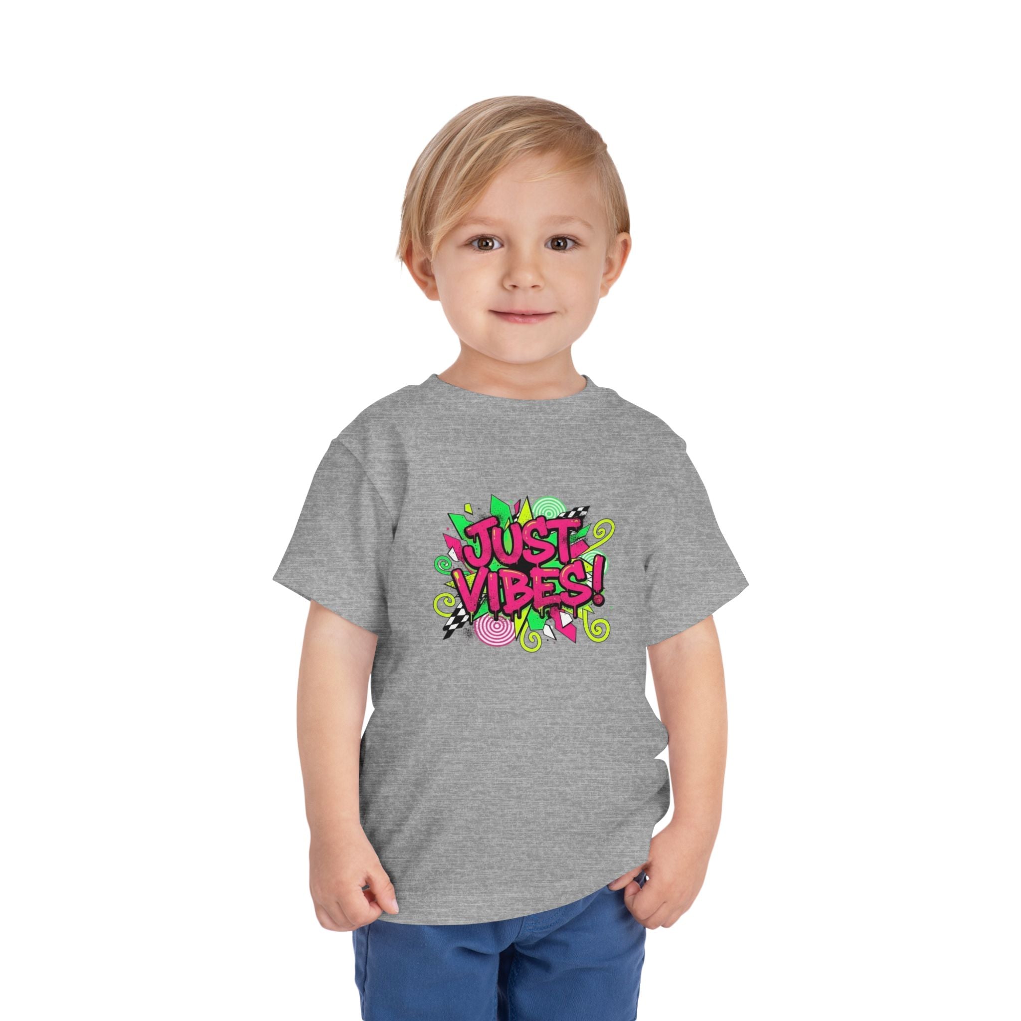 Toddler Tee - "Just Vibes!" Colorful Retro Graphic Kids T‑Shirt