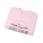 Spirit Lead Me Crewneck Sweatshirt — Minimal Sunrise Mountain Christian Prayer Pullover