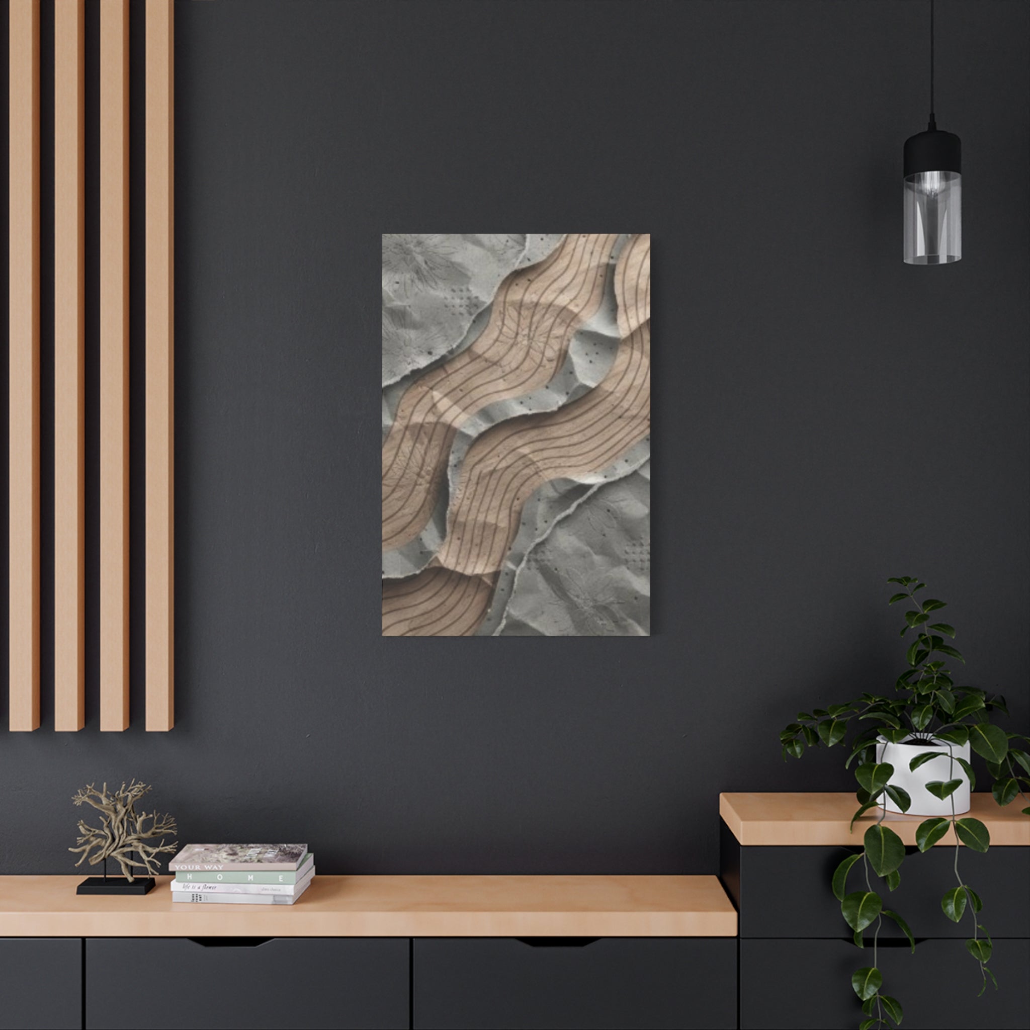 Abstract Textured Waves Matte Canvas Wall Art, Stretched 1.25"
