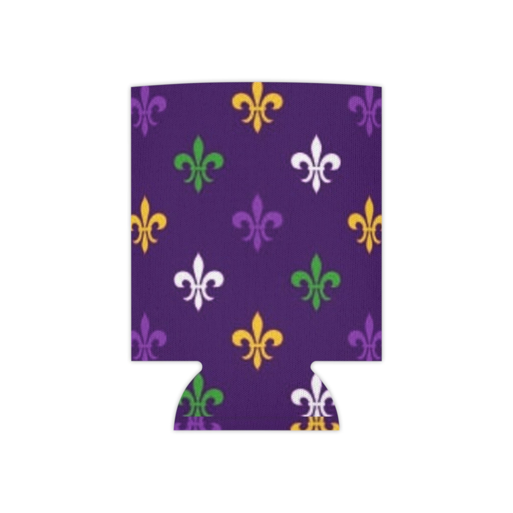 Mardi Gras Fleur-de-Lis Can Cooler – Purple, Green & Gold Party Koozie