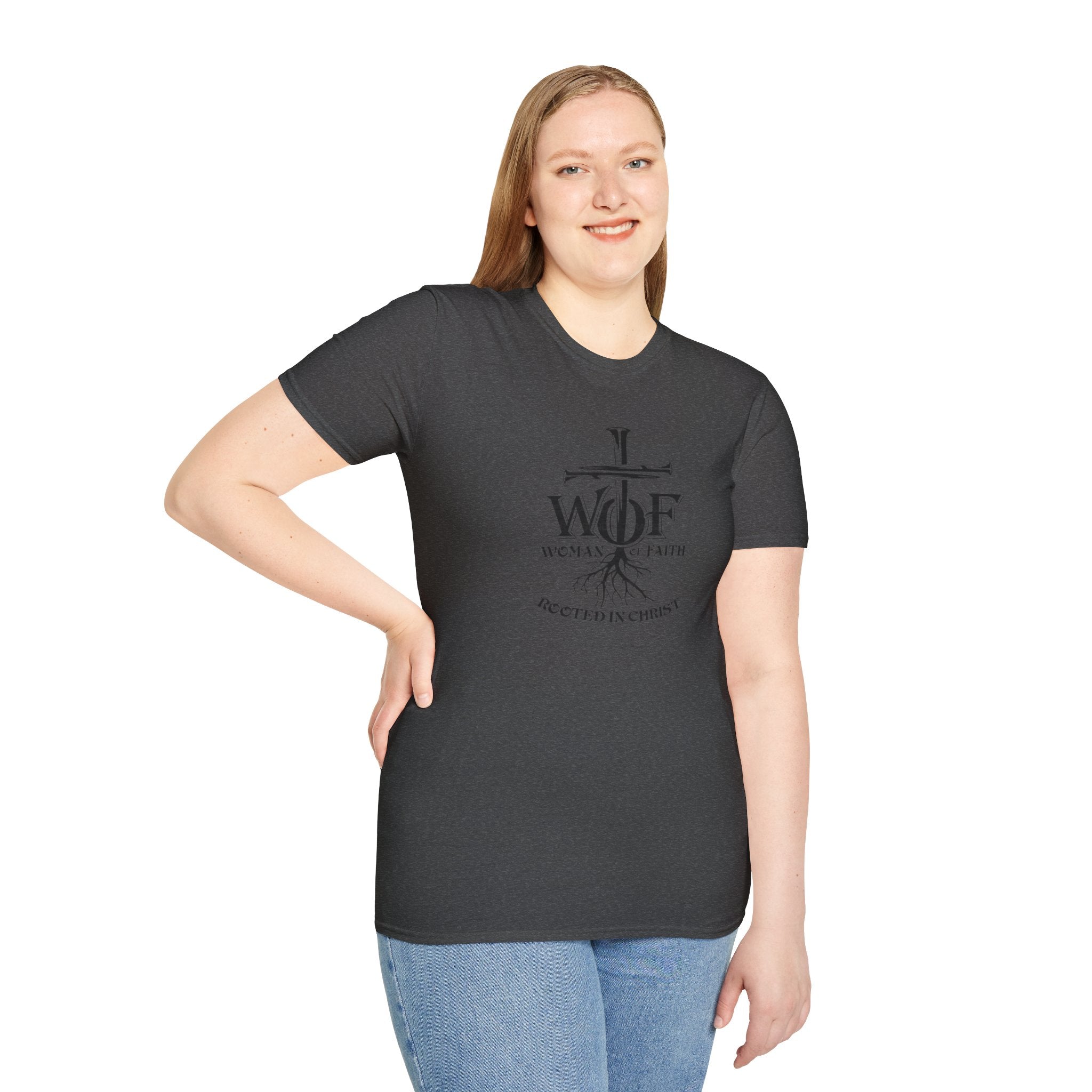 Faith T-Shirt - "WOF Woman of Faith Rooted in Christ" Christian Tee