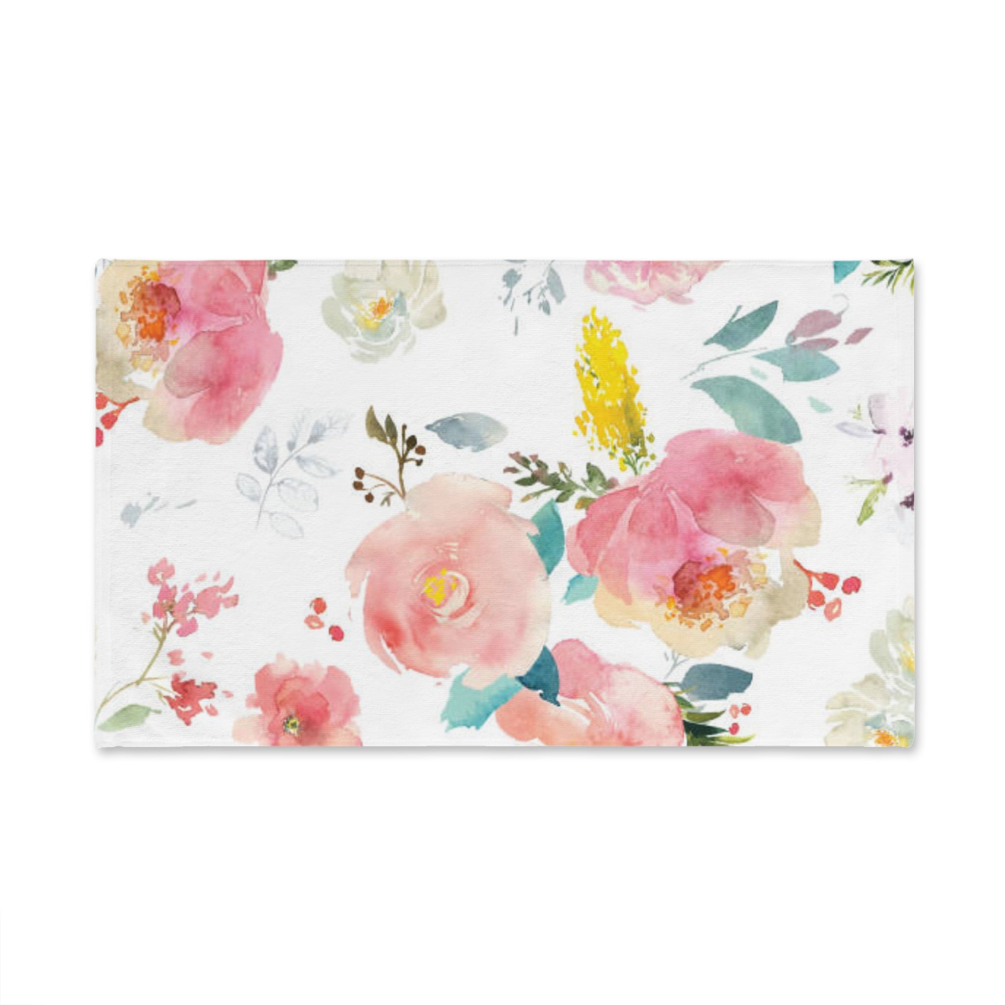 Floral Watercolor Hand Towel — Pink Peony Kitchen & Bath Accent