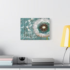 Canvas Wall Art — "Just Breathe" Dandelion Rustic Teal