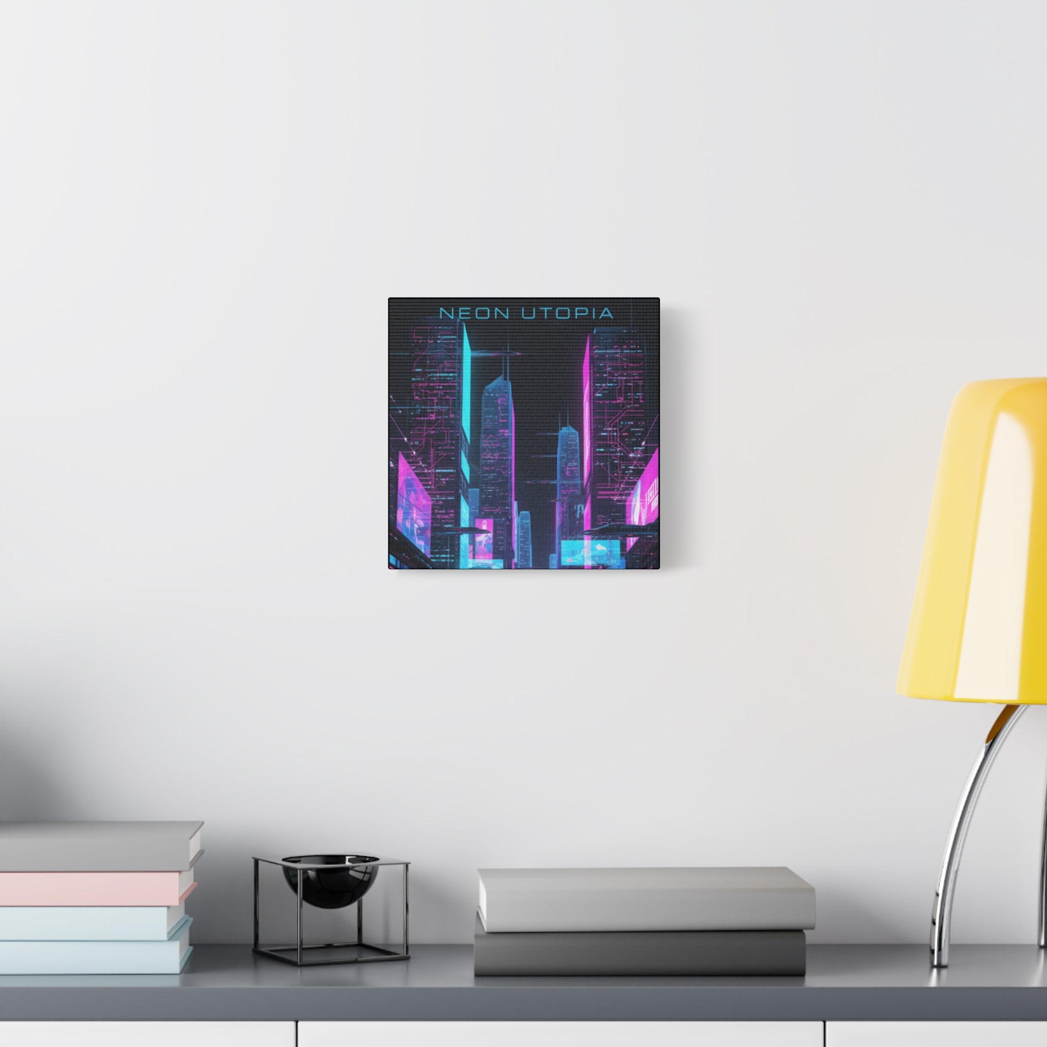 Neon Utopia Cyberpunk Cityscape, Matte Canvas