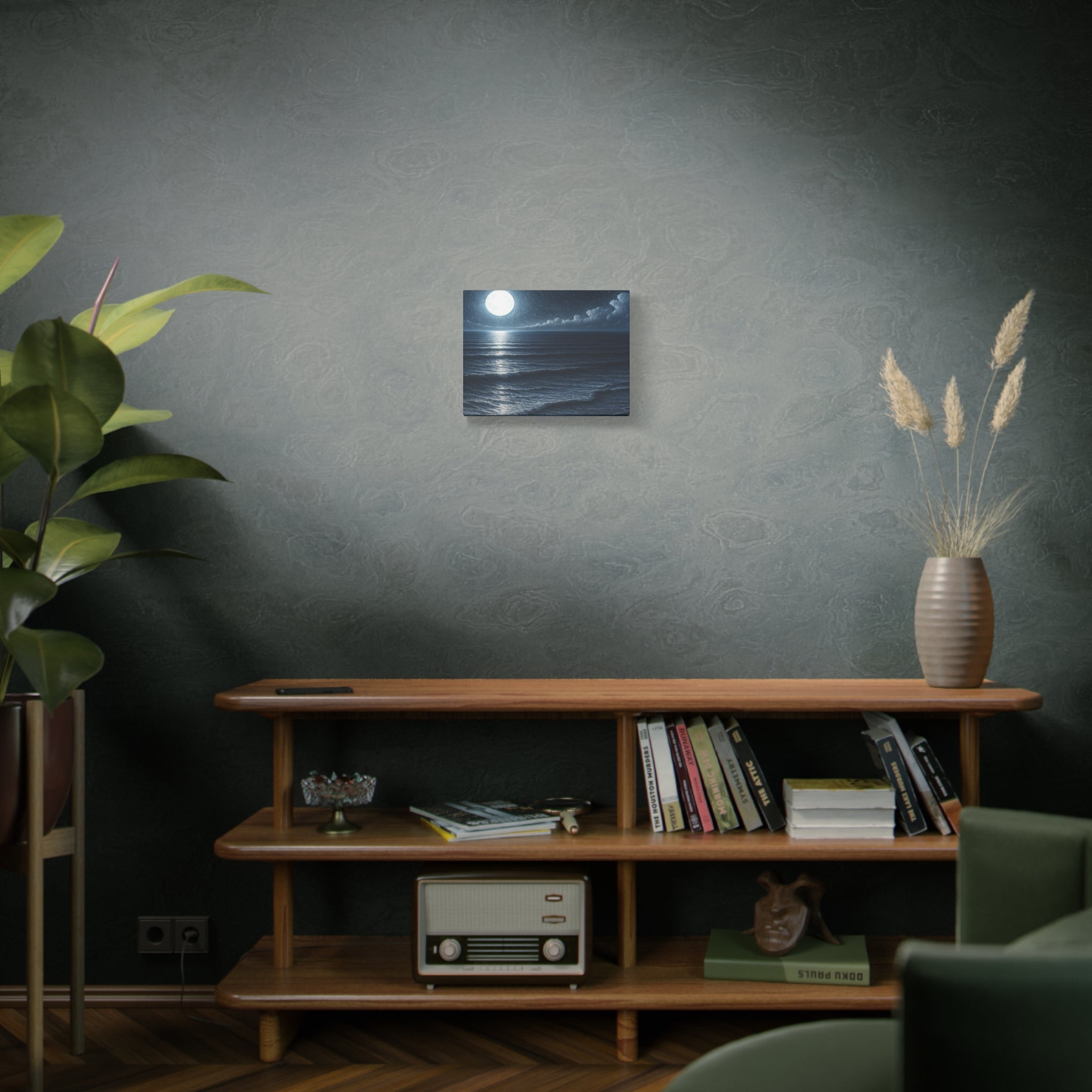 Moonlit Ocean Canvas Wall Art — Serene Night Seascape Matte Stretched Print