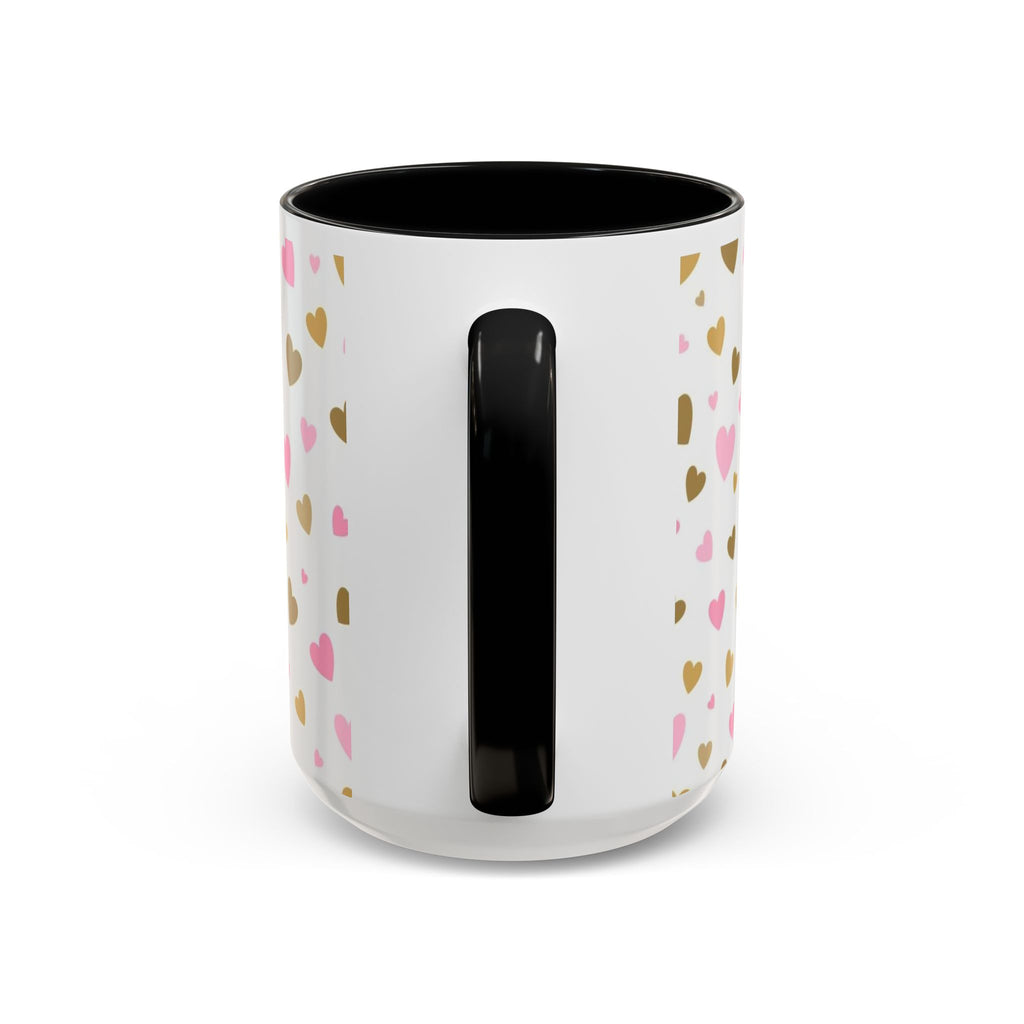 Pink & Gold Heart Accent Coffee Mug — Romantic Valentine’s Tea & Coffee Cup