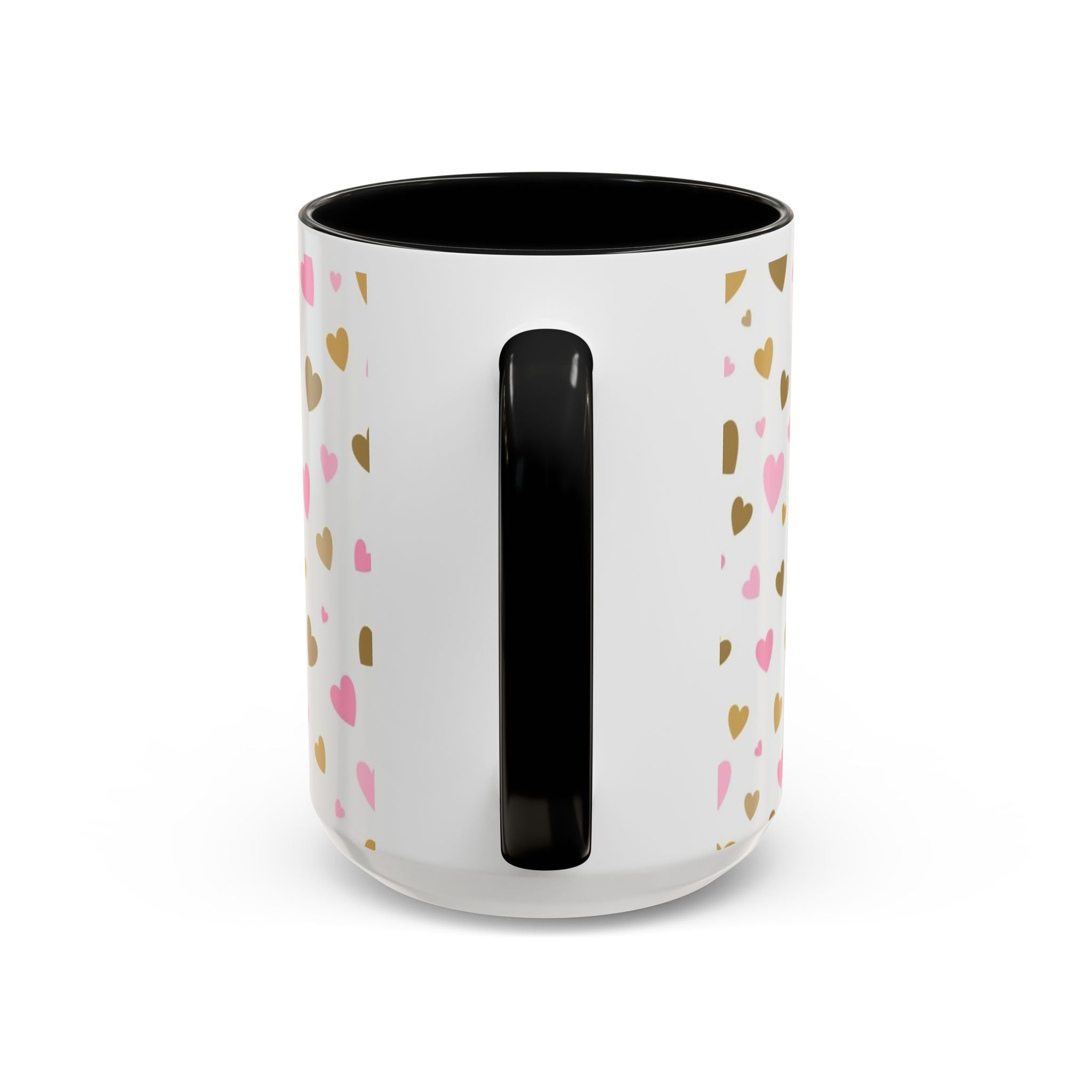 Pink & Gold Heart Accent Coffee Mug — Romantic Valentine’s Tea & Coffee Cup
