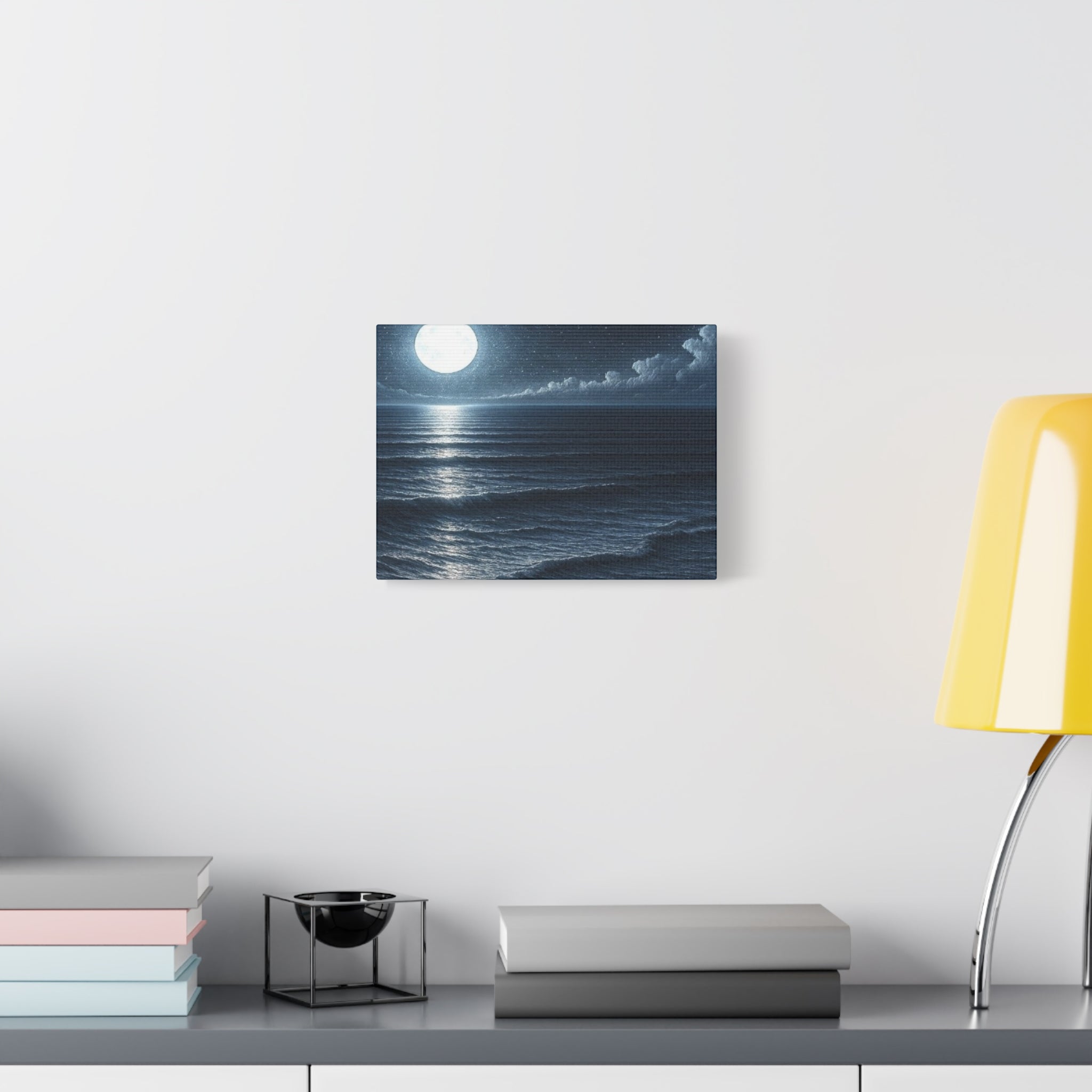 Moonlit Ocean Canvas Wall Art — Serene Night Seascape Matte Stretched Print