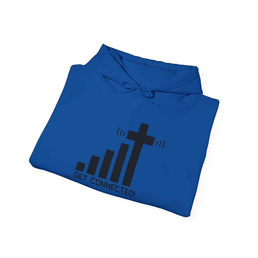 Christian Faith Hoodie — "Get Connected" Signal Bars Cross Design