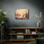 Canvas Wall Art - Misty Pine Forest Sunrise Matte Stretched Canvas