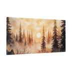 Canvas Wall Art - Misty Pine Forest Sunrise Matte Stretched Canvas