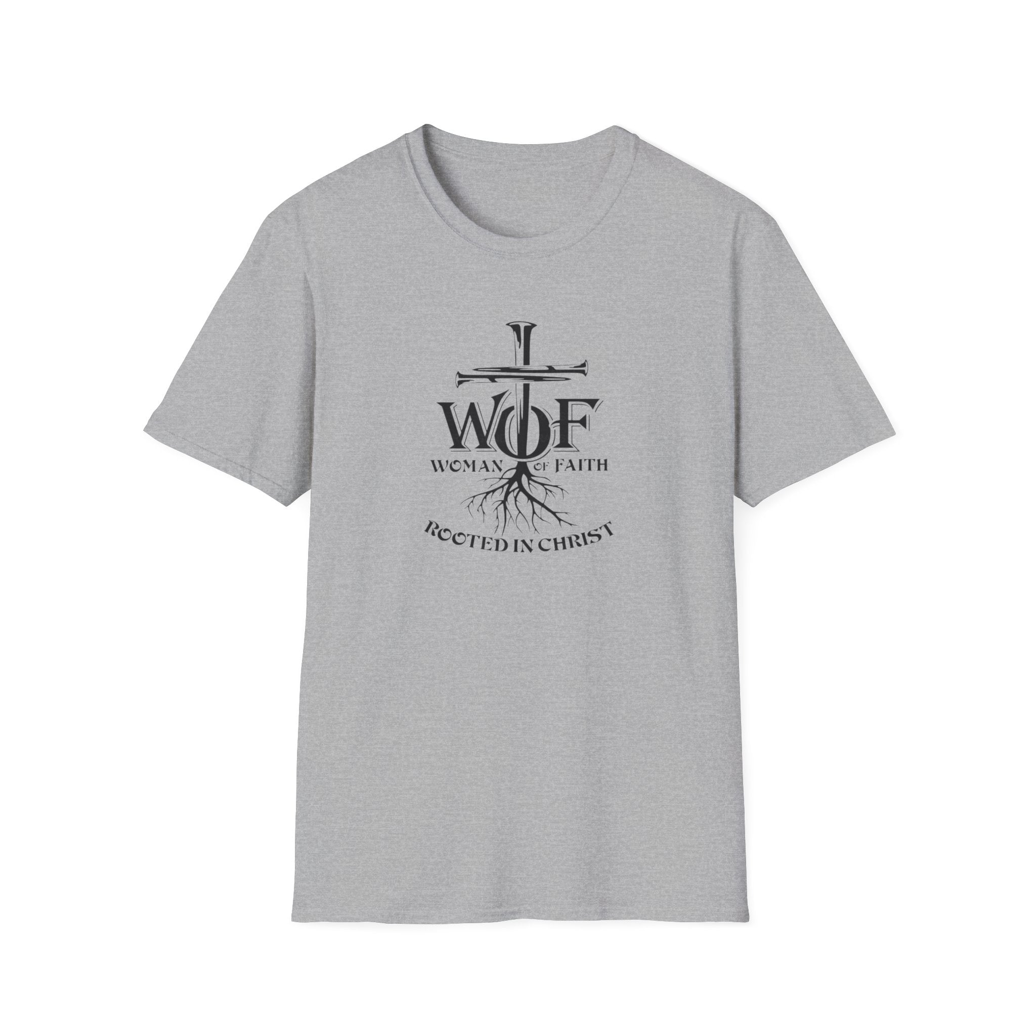Faith T-Shirt - "WOF Woman of Faith Rooted in Christ" Christian Tee