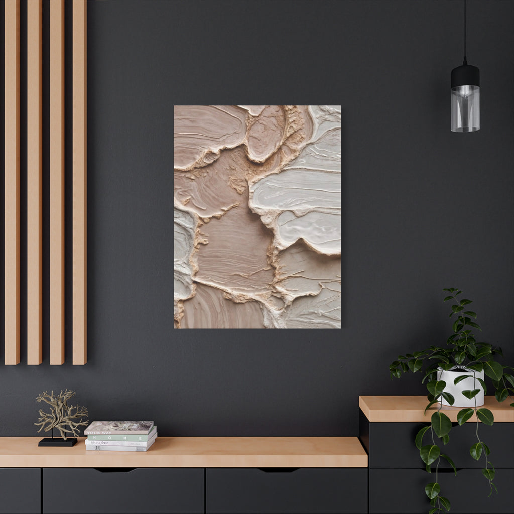 Neutral Textured Abstract Canvas Print — Beige & Cream Wall Art, Matte Stretched 1.25"