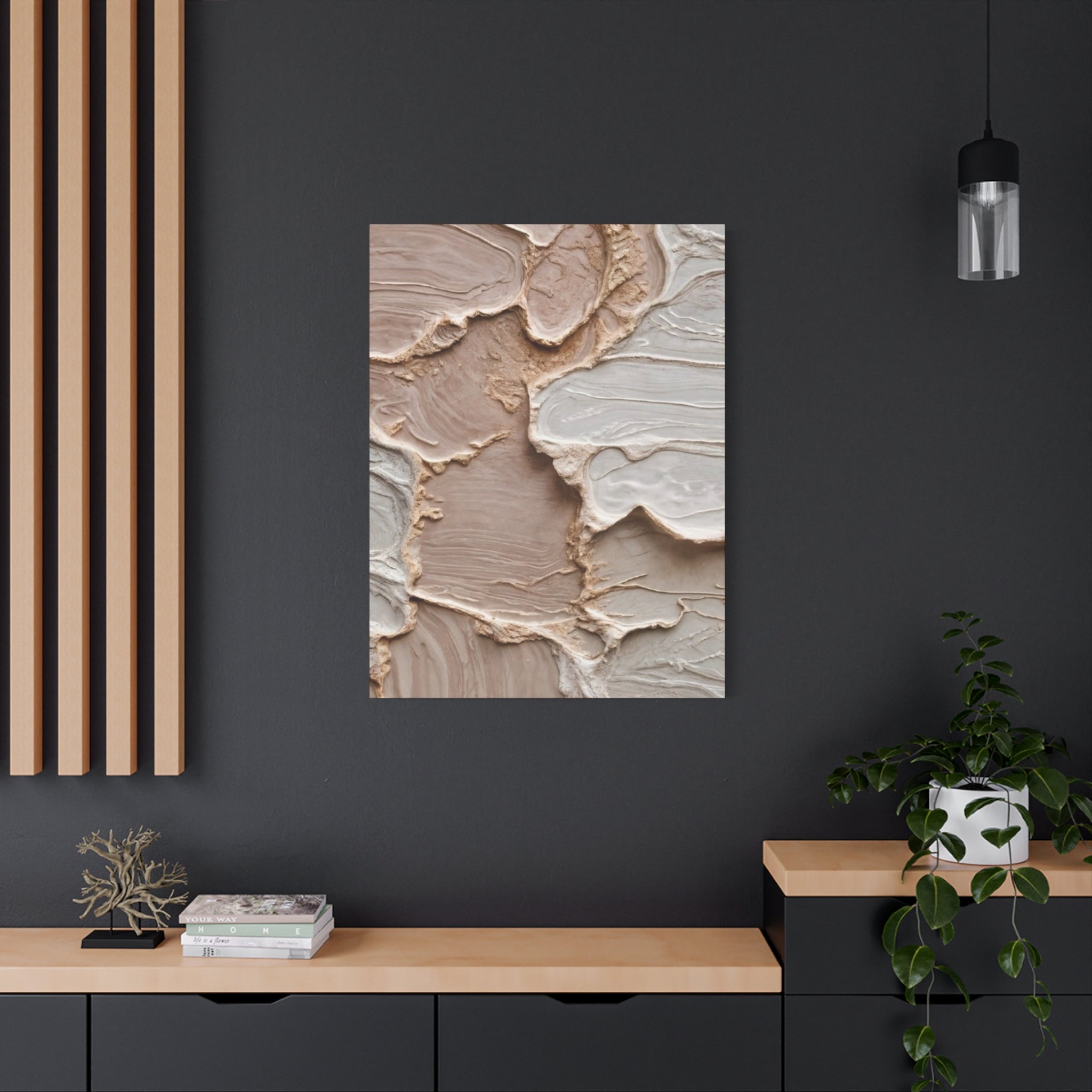 Neutral Textured Abstract Canvas Print — Beige & Cream Wall Art, Matte Stretched 1.25"