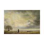Shepherd in Pastoral Landscape Matte Canvas Print