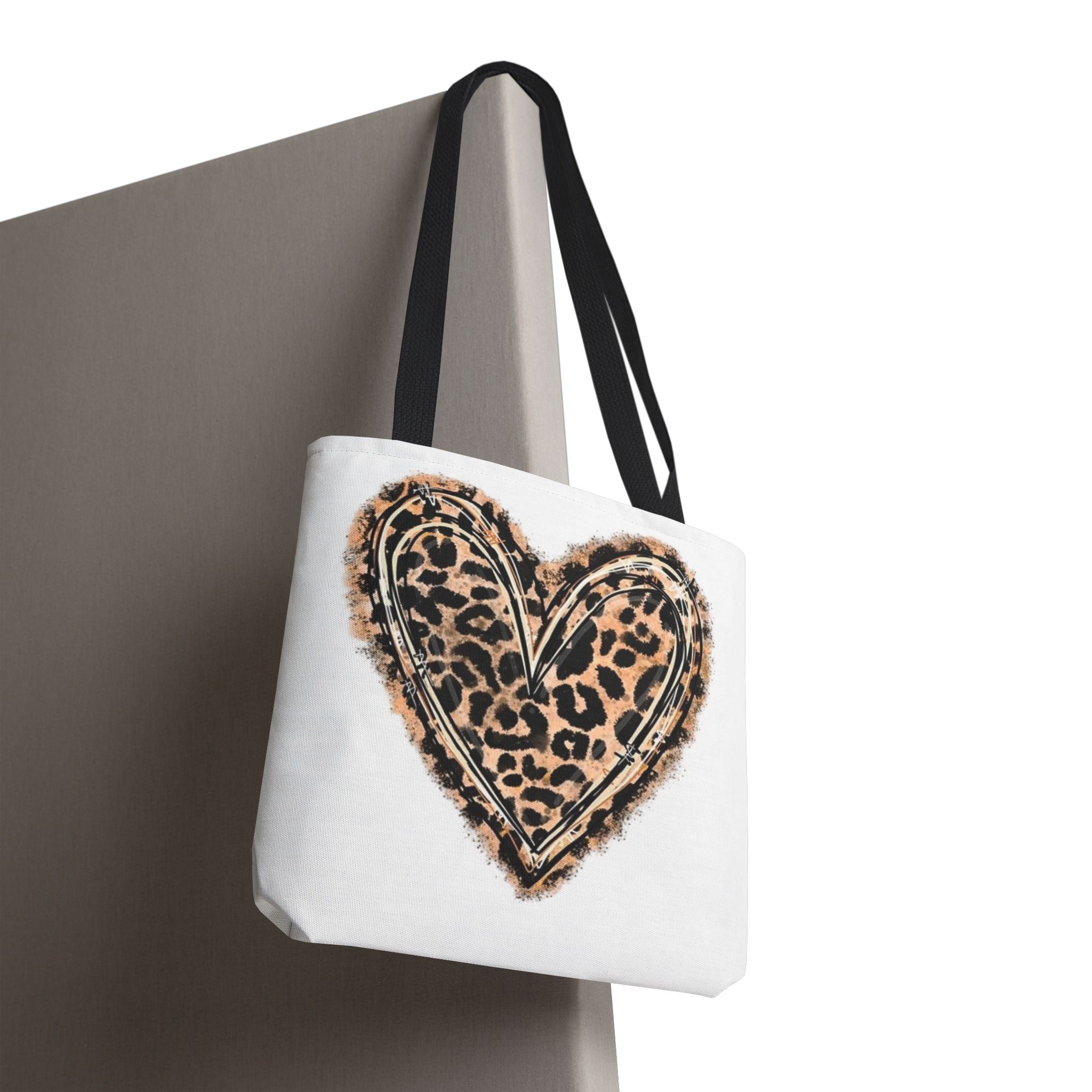 Leopard Heart Tote Bag – Animal Print Heart Canvas Tote