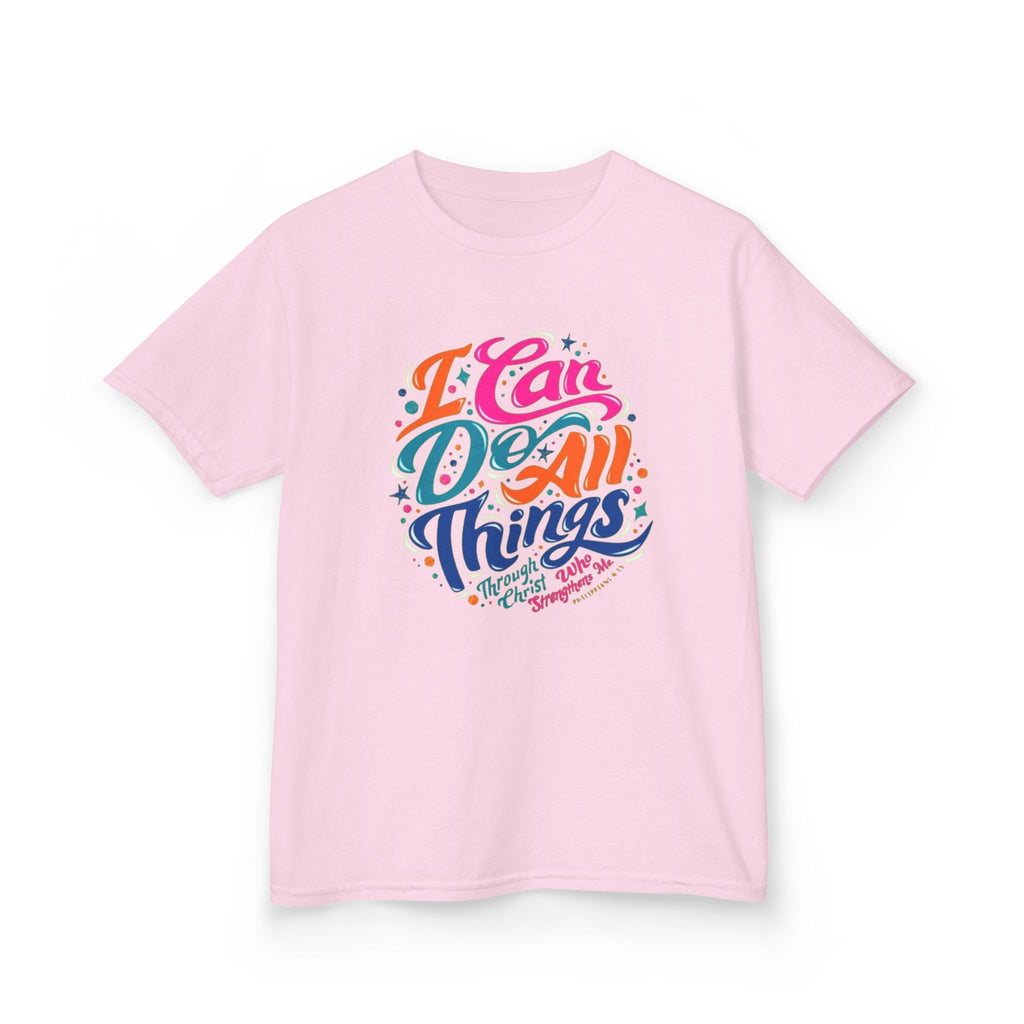 Kids T‑Shirt — "I Can Do All Things" Inspirational Rainbow Tee