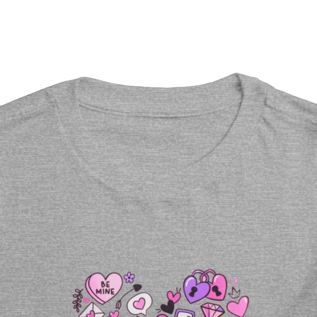 Toddler Tee — Pink Heart Doodle Design (Love, Kisses & Cute Icons)