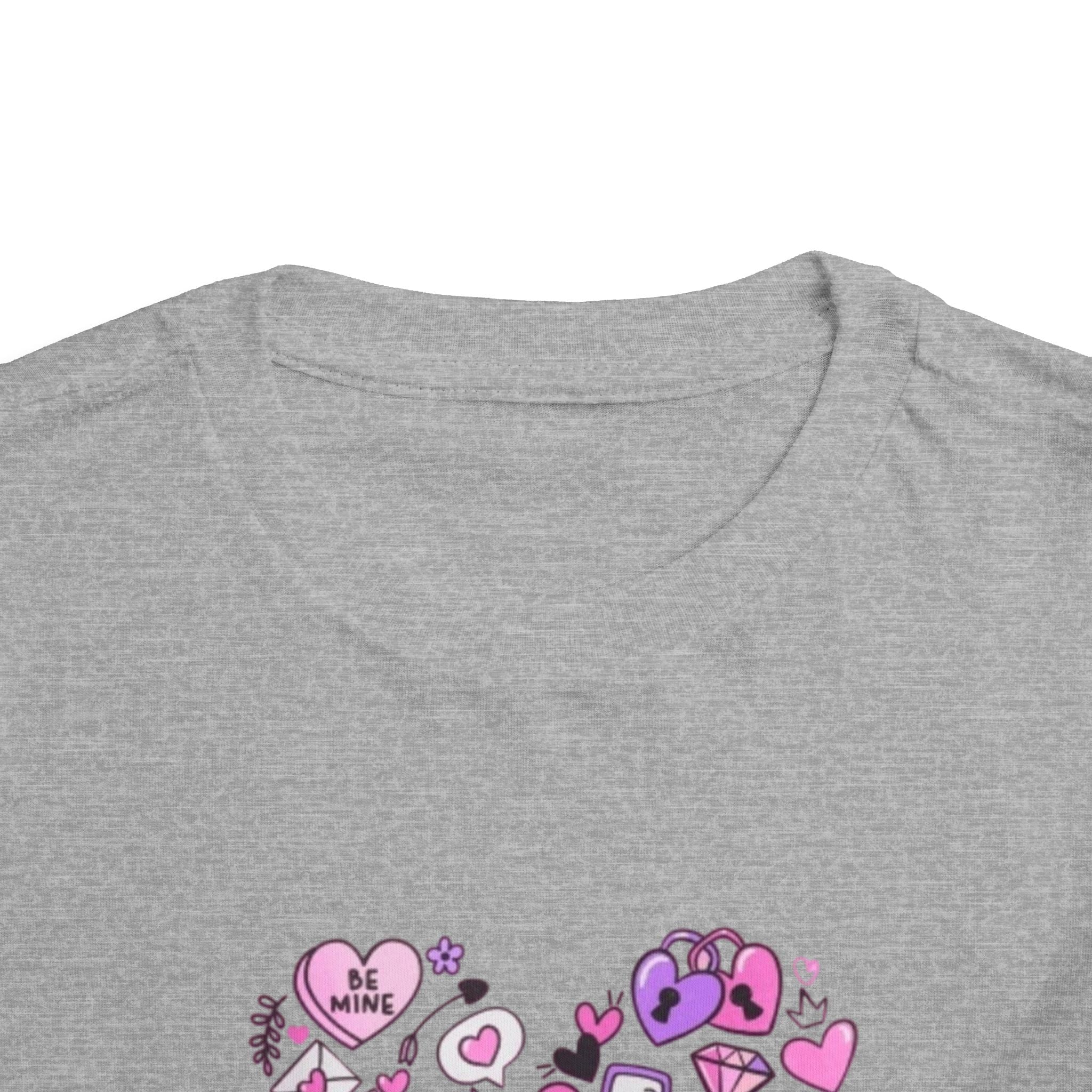 Toddler Tee — Pink Heart Doodle Design (Love, Kisses & Cute Icons)