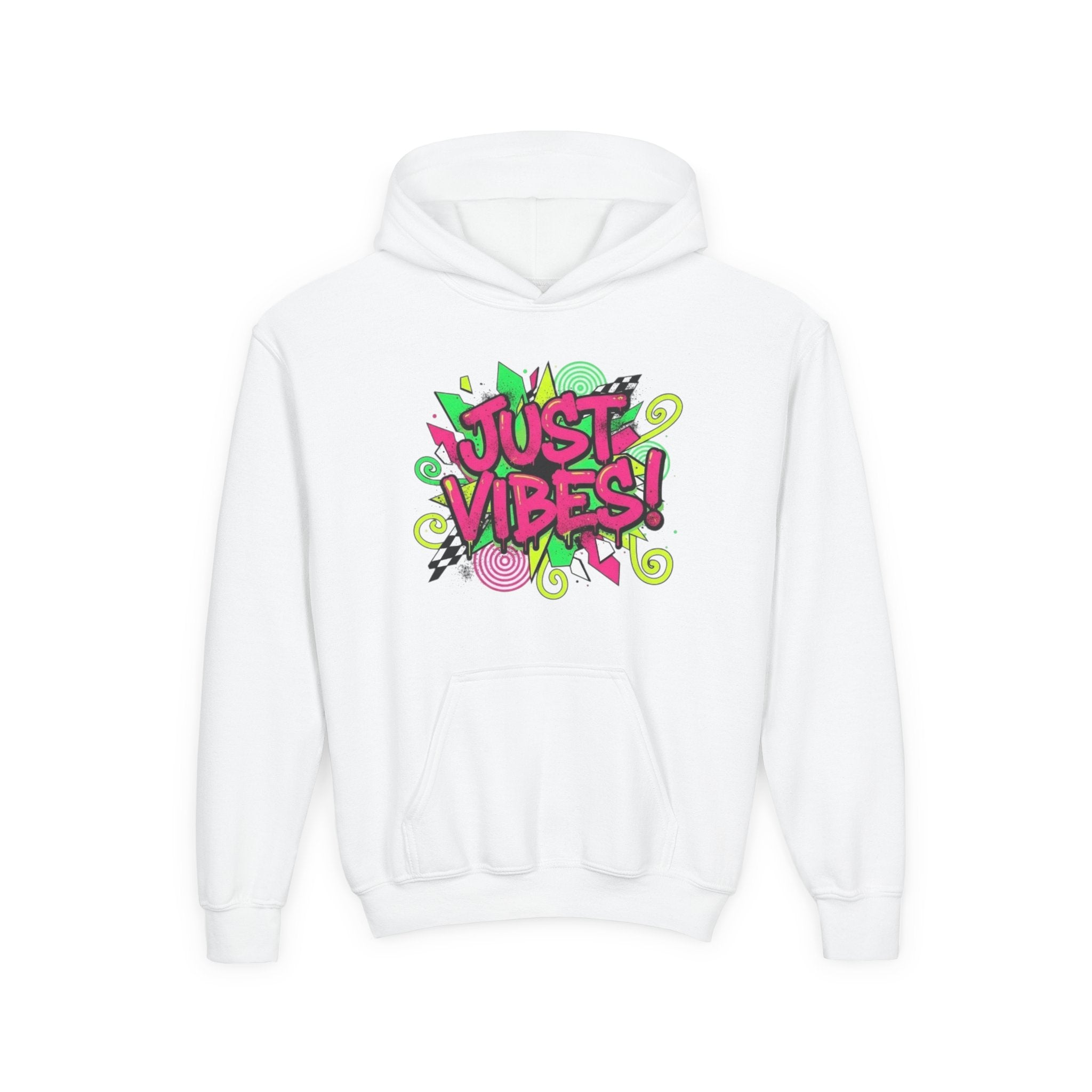 Youth Hoodie - "Just Vibes" Neon Graffiti Pullover