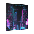 Neon Utopia Cyberpunk Cityscape, Matte Canvas