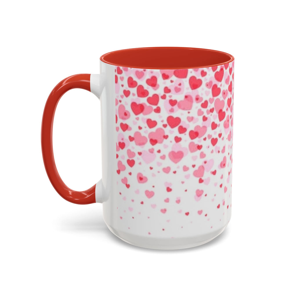 Heart Confetti Accent Coffee Mug — Pink Valentine’s Day Gift (11/15oz)