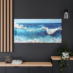 Ocean Waves Matte Canvas Wall Art — Blue Seascape Stretched Canvas