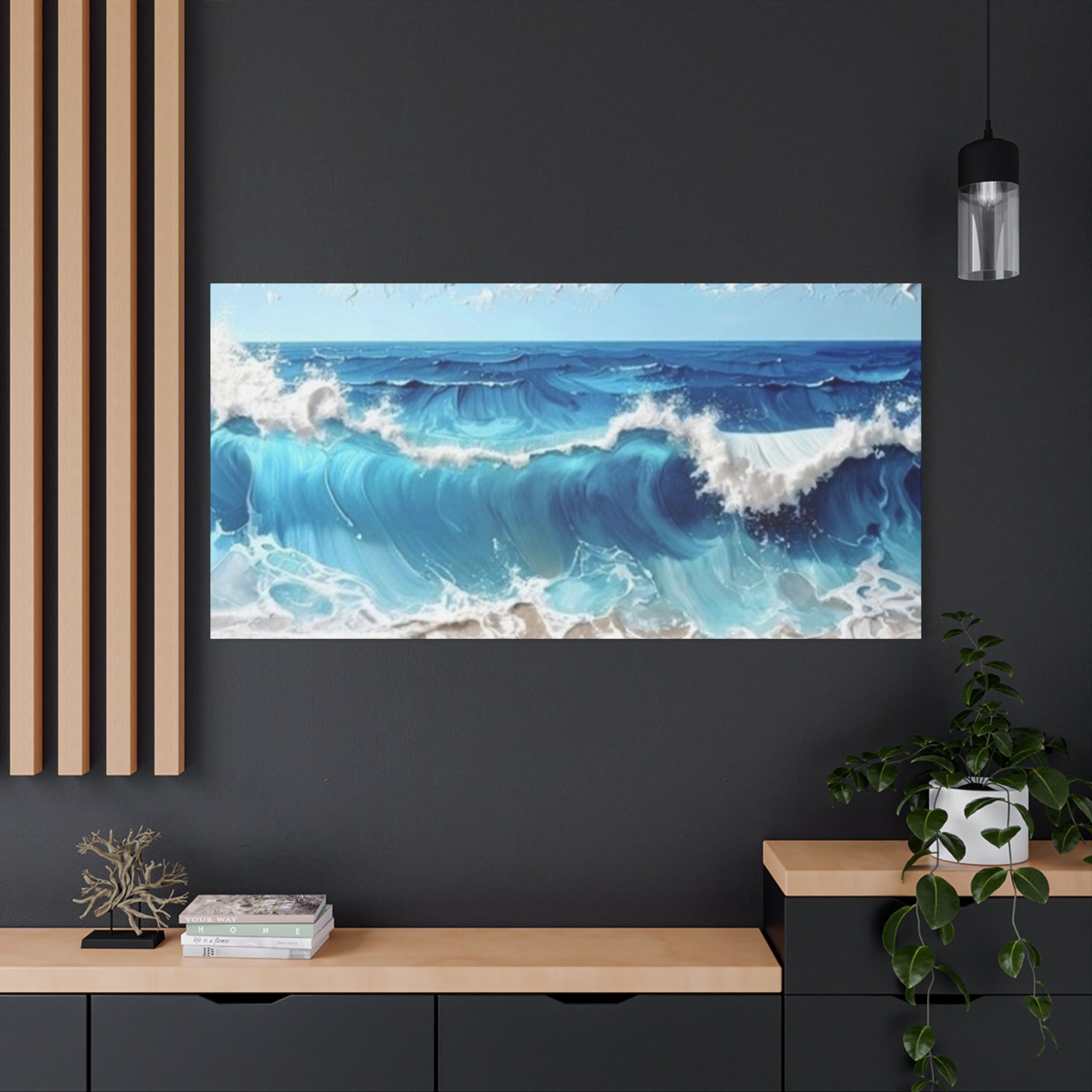 Ocean Waves Matte Canvas Wall Art — Blue Seascape Stretched Canvas