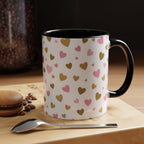 Pink & Gold Heart Accent Coffee Mug — Romantic Valentine’s Tea & Coffee Cup