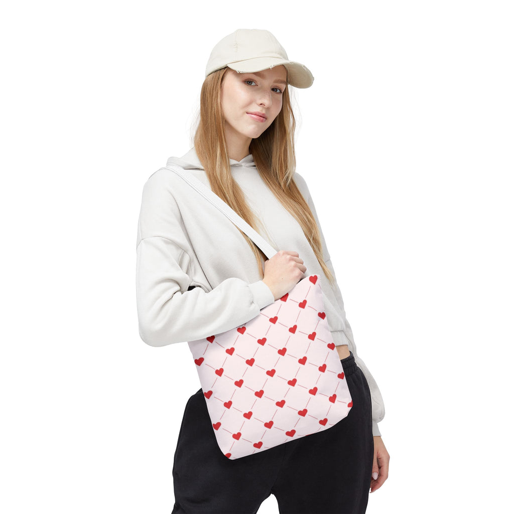 Heart Pattern Tote Bag — Pink Red Valentine Shopper