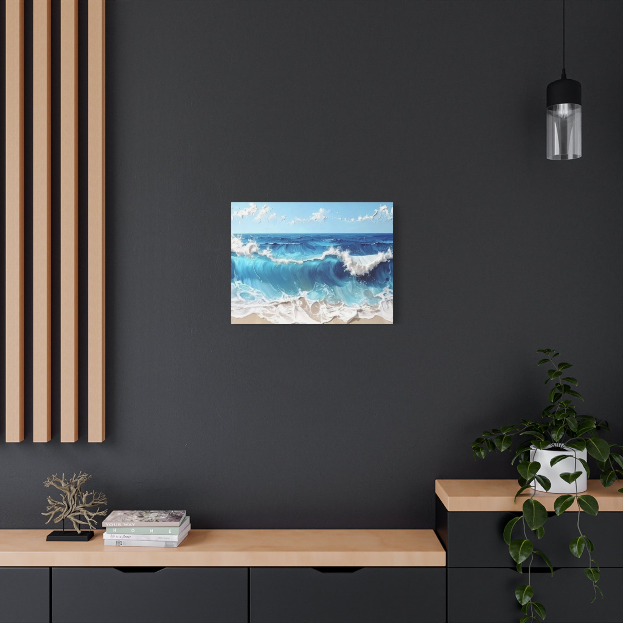 Ocean Waves Matte Canvas Wall Art — Blue Seascape Stretched Canvas
