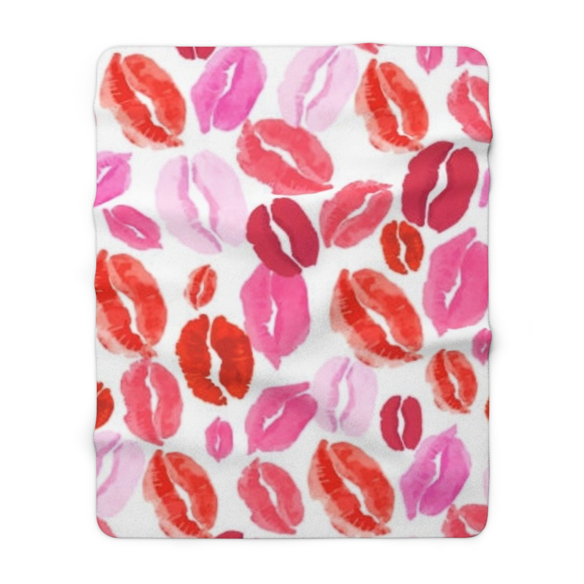 Lip Print Sherpa Blanket — Cozy Valentine’s Kiss Fleece Throw