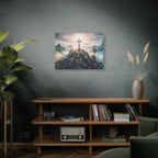 Cross on Mountain Matte Canvas Wall Art — Christian Inspirational Landscape