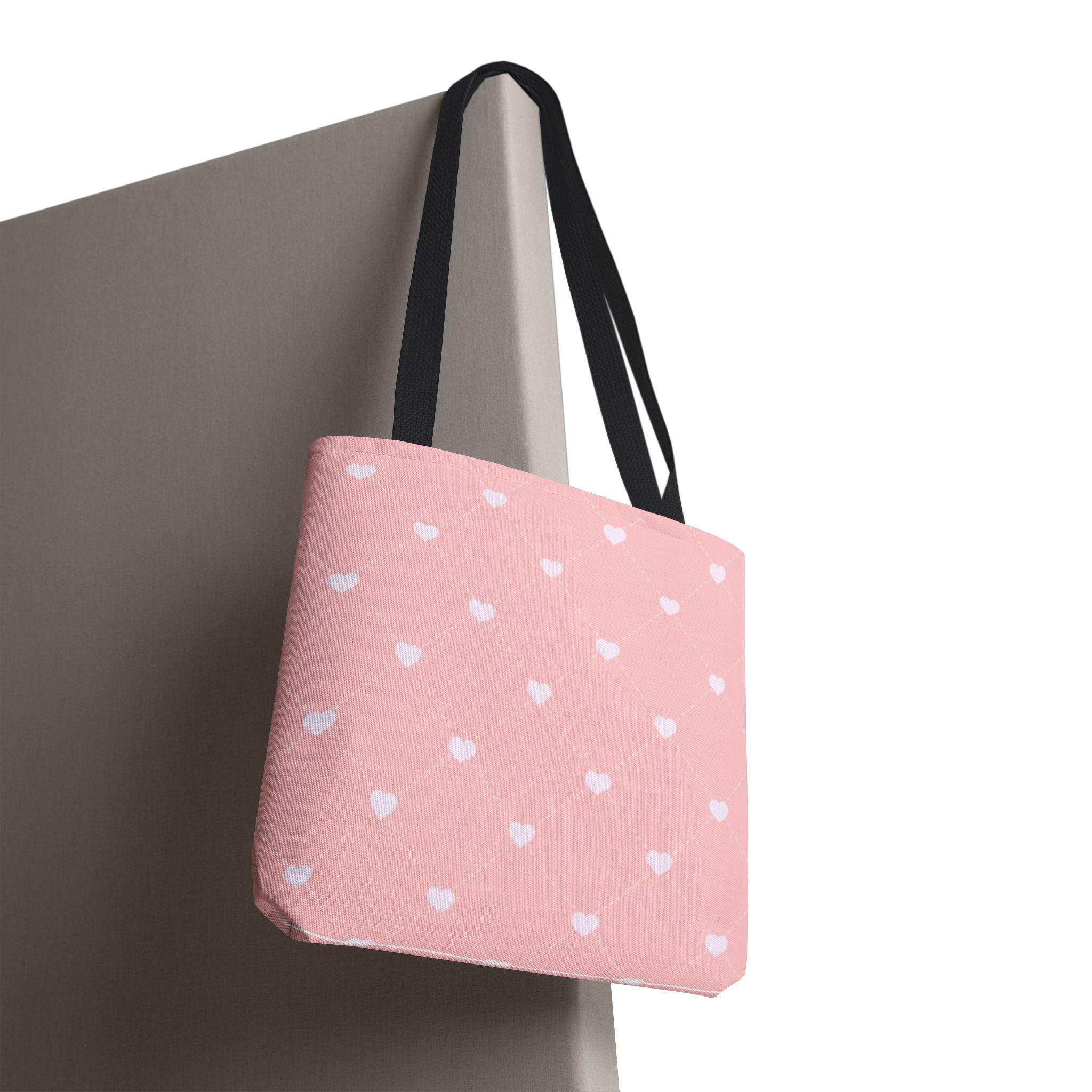 Pink Heart Pattern Tote Bag — Cute Pink AOP Shopper for Everyday Use