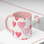 Pink Watercolor Hearts Accent Coffee Mug — Romantic Valentine’s Day Gift