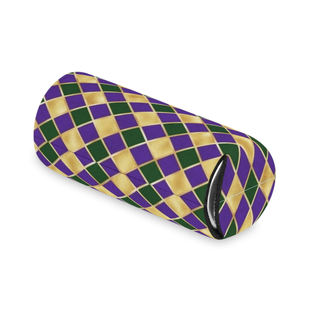 Mardi Gras Diamond Can Cooler — Purple Green Gold Beverage Koozie