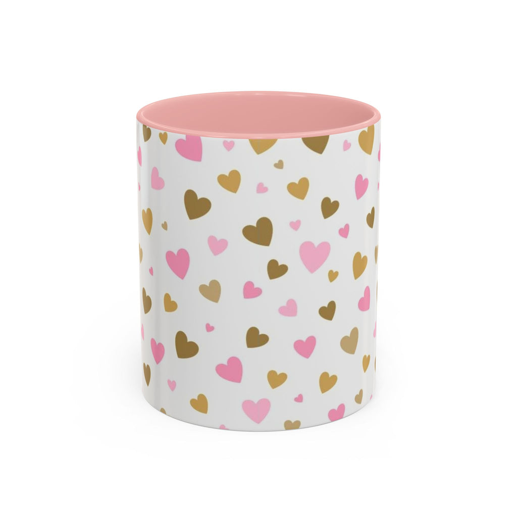 Pink & Gold Heart Accent Coffee Mug — Romantic Valentine’s Tea & Coffee Cup