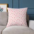 Heart Confetti Square Pillow — Pink Decorative Throw Pillow for Valentine’s Day & Romantic Home Decor