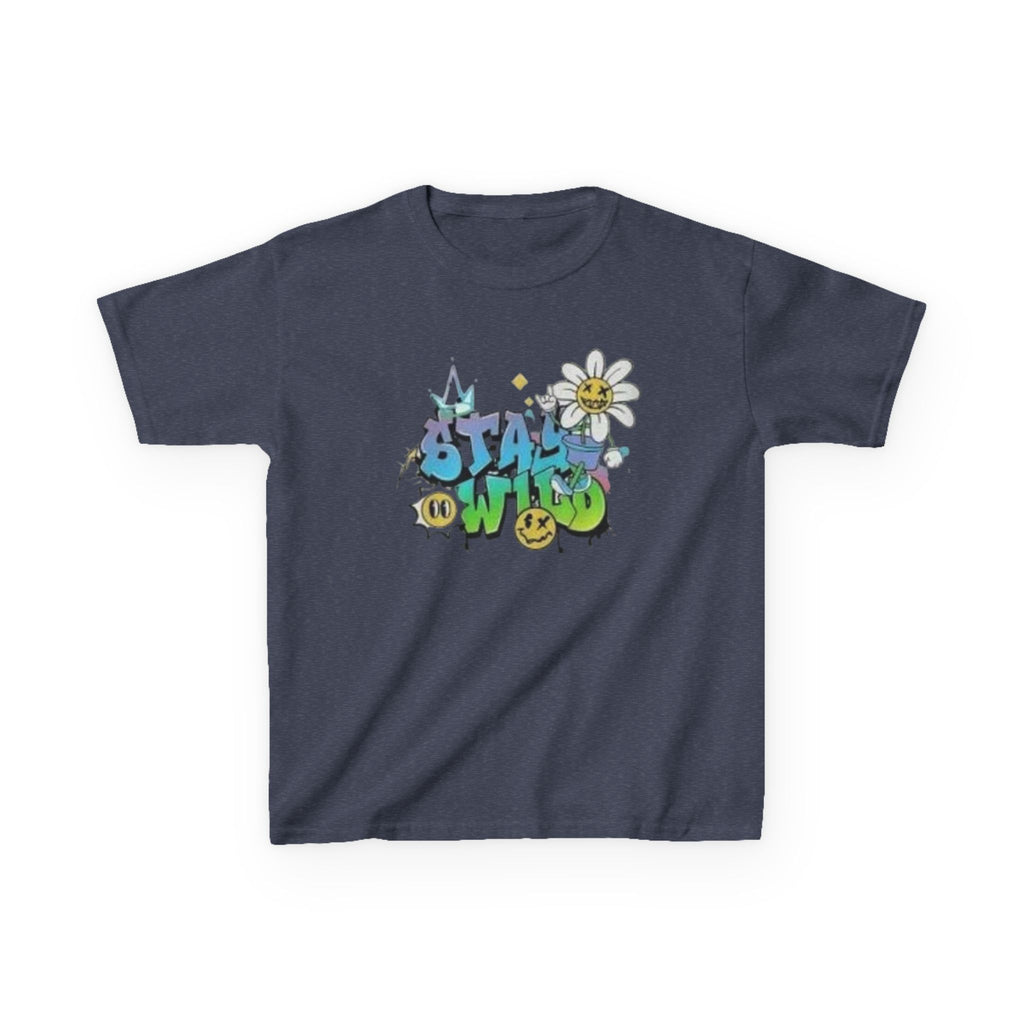Kids Tee — "Stay Wild" Graffiti Daisy Graphic