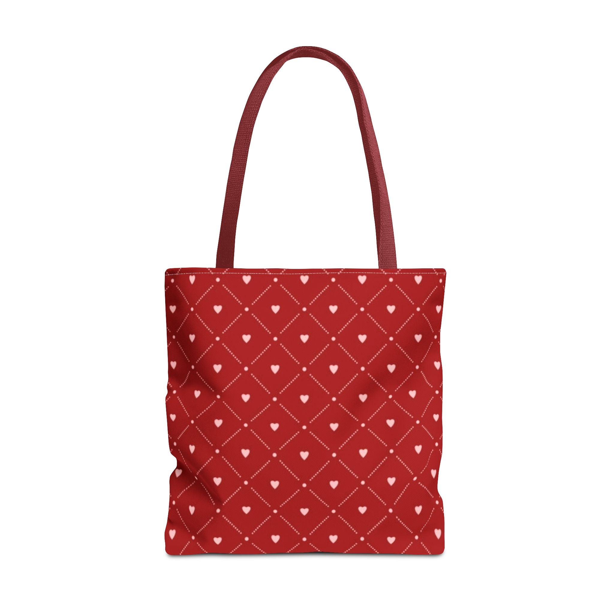 Valentine Red Diamond Heart Tote Bag — All-Over Print Canvas Shopper