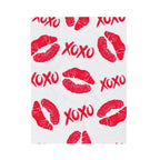Velveteen Plush Blanket — Red Kiss Prints with XOXO Pattern (Valentine’s Cozy Throw)
