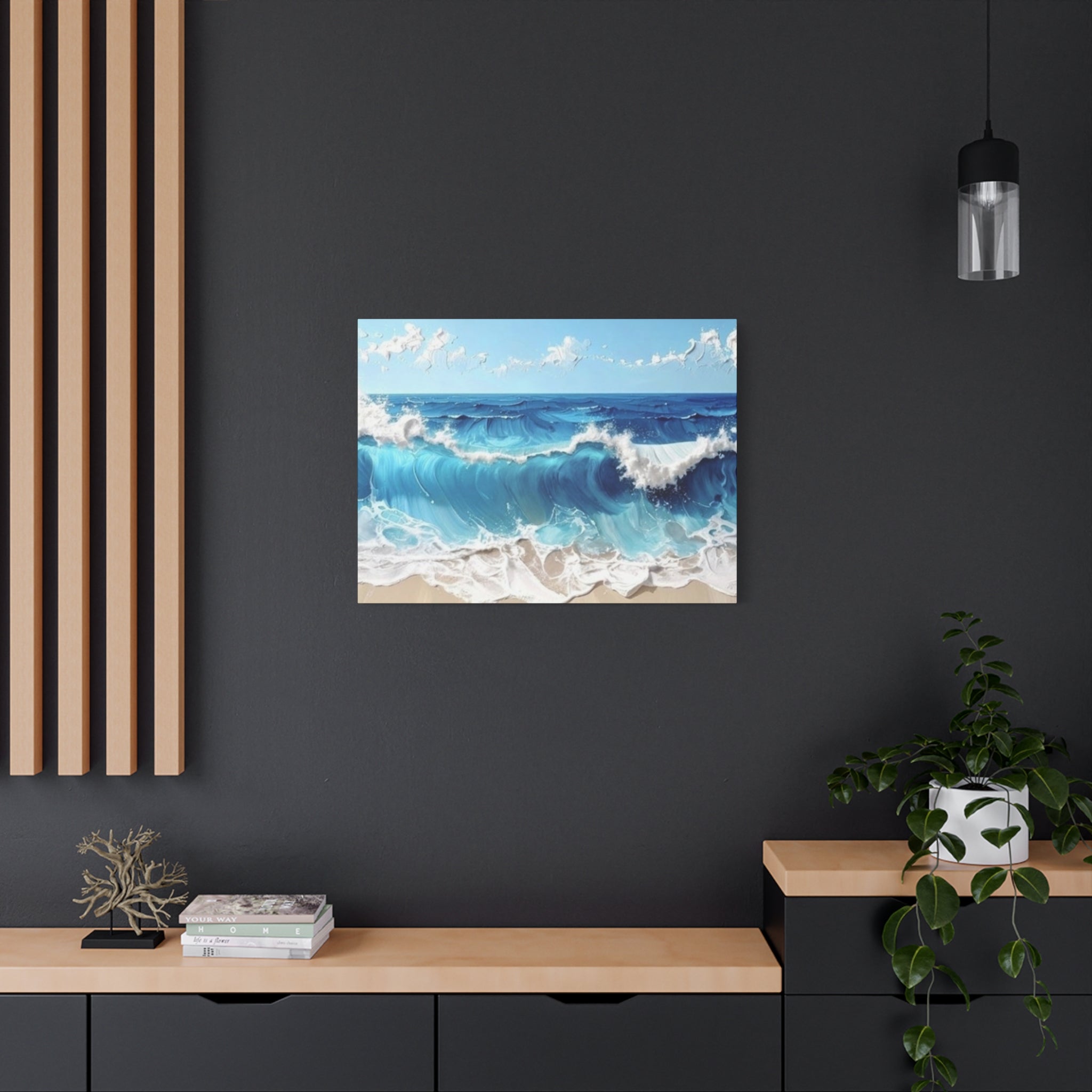Ocean Waves Matte Canvas Wall Art — Blue Seascape Stretched Canvas