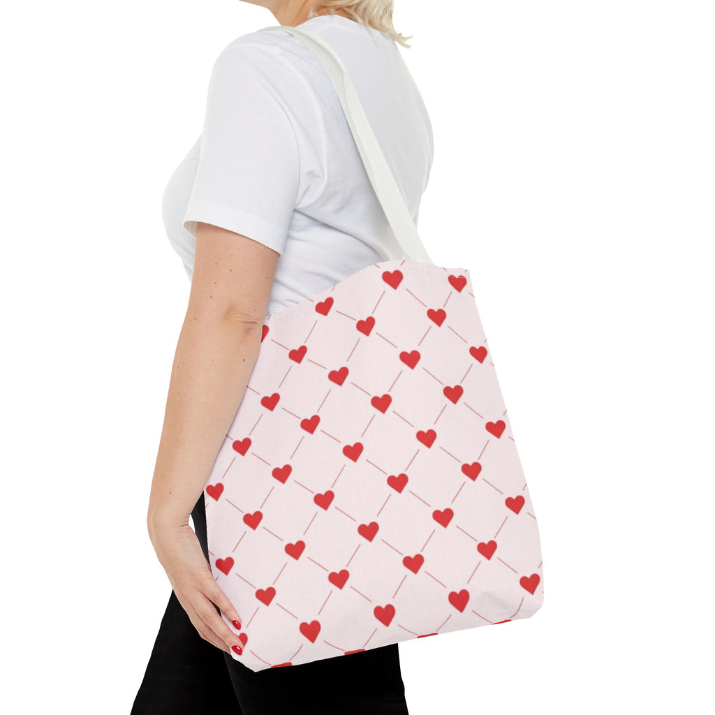 Heart Pattern Tote Bag — Pink Red Valentine Shopper