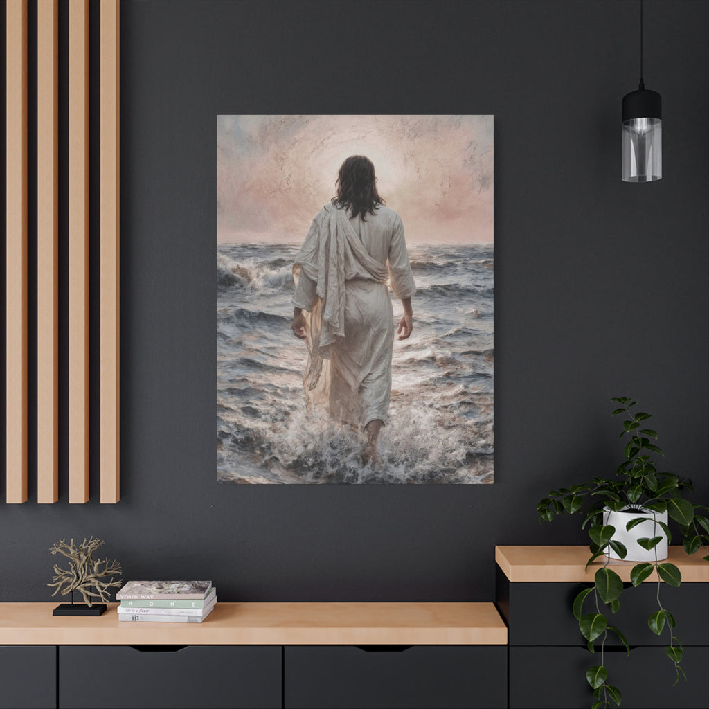 Jesus Walking on Water Matte Canvas Print