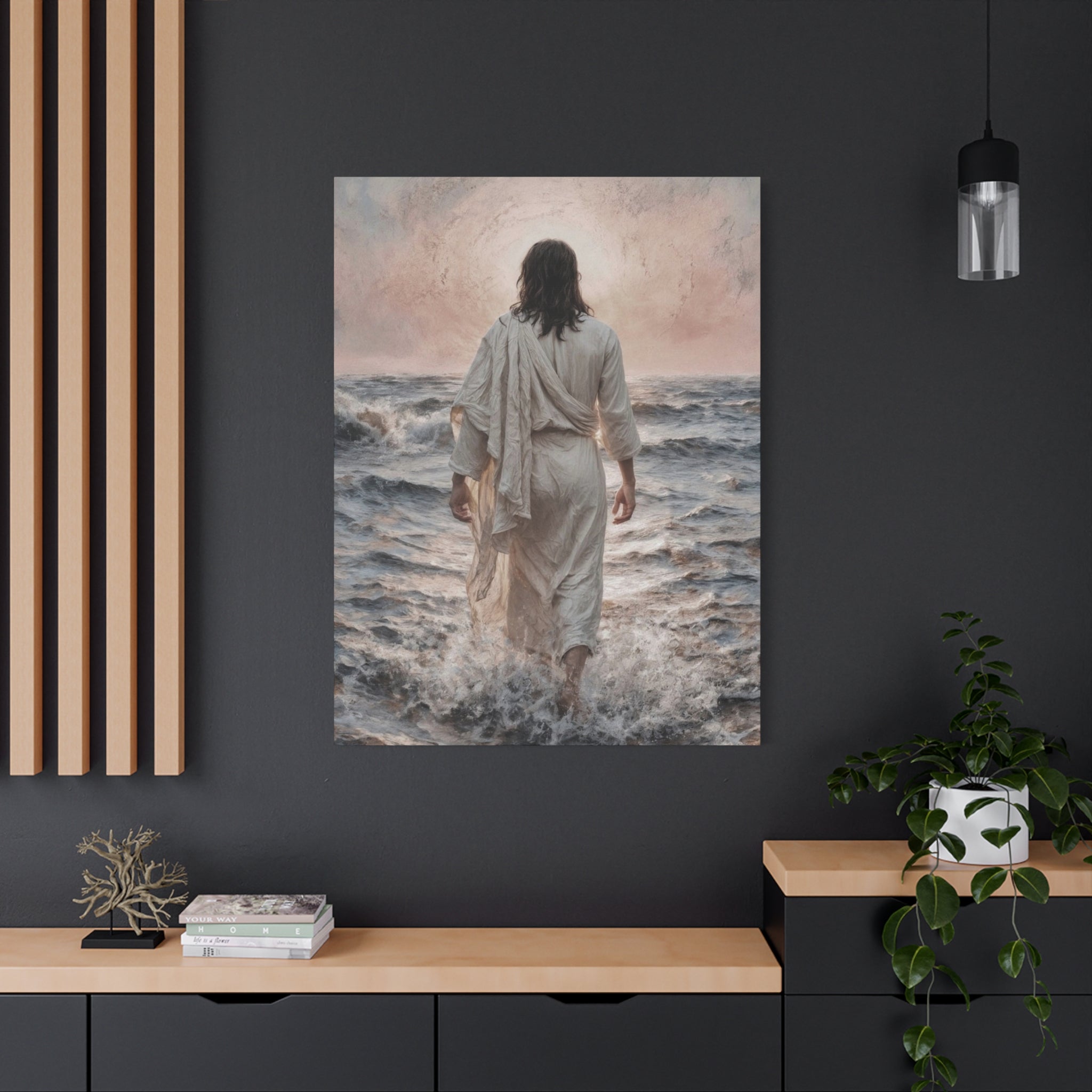 Jesus Walking on Water Matte Canvas Print
