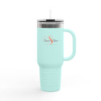 40oz Insulated Travel Mug with Handle — Savvy Sisters Logo Thermal Tumbler