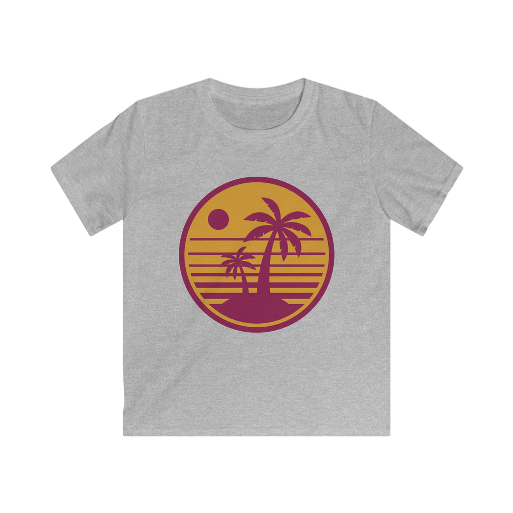 Kids Sunset Palm T-Shirt — Retro Beach Graphic Tee for Children